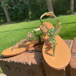 Green Jeweled Sandals
